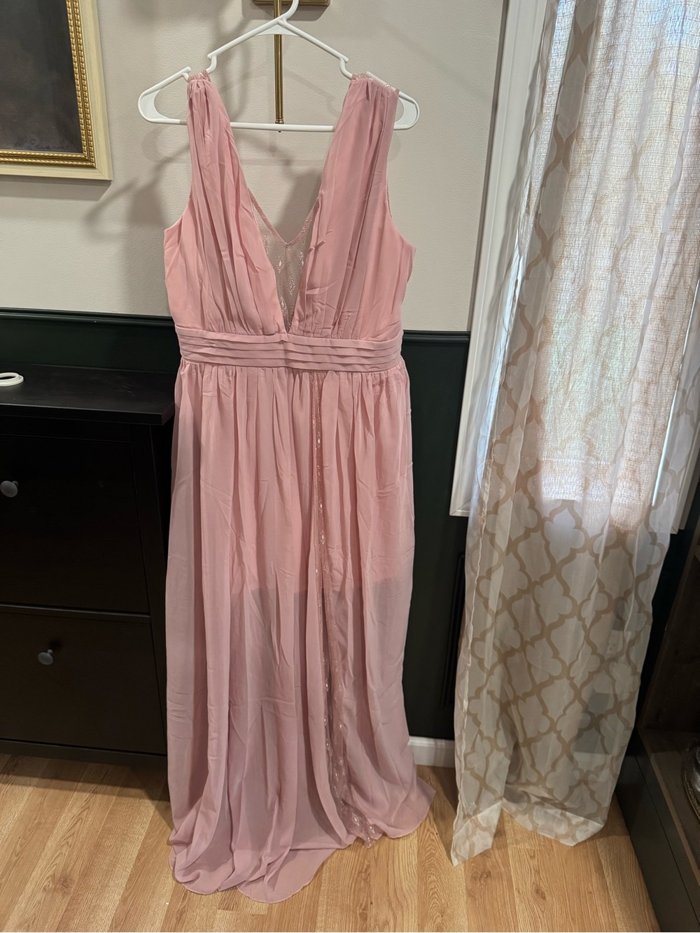 Women's Pink Mesh-Trim Dress 1x
